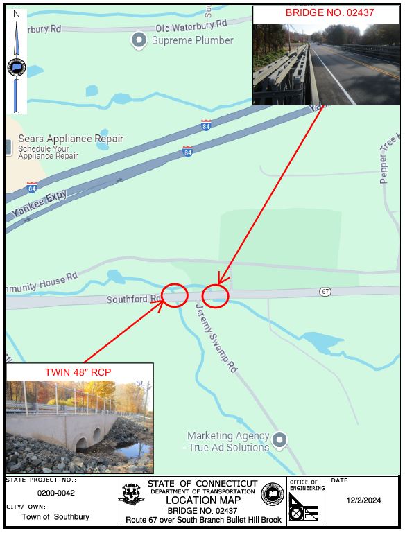 CTDOT Is Developing Plans To Construct A New Bridge In Southbury Route 67 Bridge Map.JPG